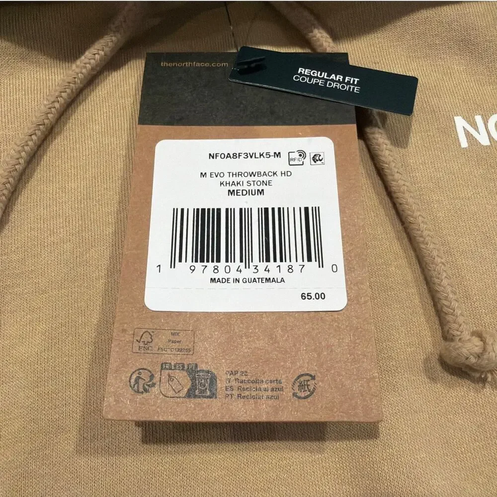 NWT The North Face Evolution Throwback Hoodie, Khaki Stone, Men's Medium